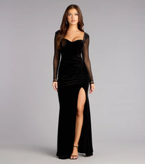 Penny Velvet Long Sleeve Mermaid Formal Dress