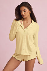Mirae-Modal Long-Sleeve Pyjama Top in Pastel Yellow