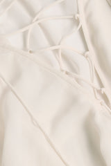 Avalon-Lace-Up Balloon-Sleeve Mini Dress in Ivory