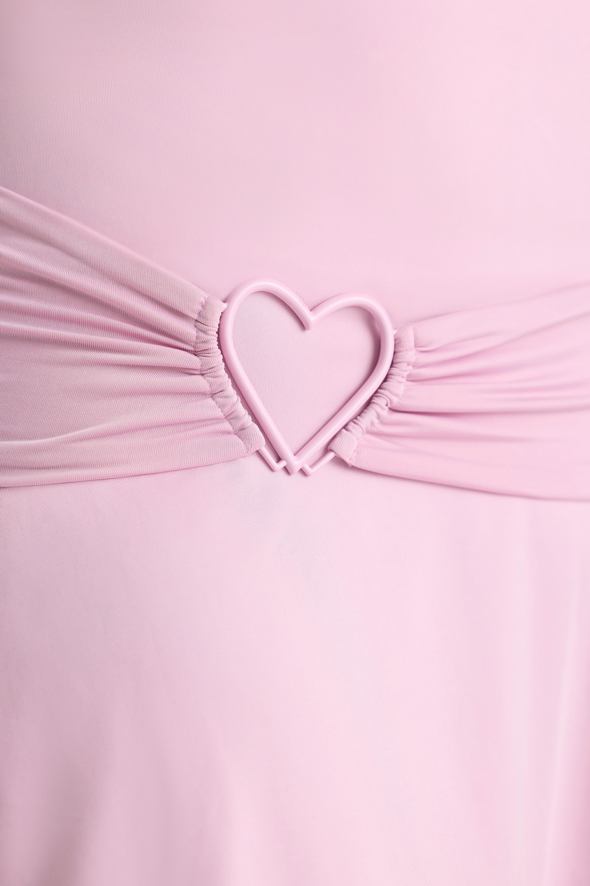 Lorena-Heart Detail Cowl Neck Mini Dress in Soft Pink