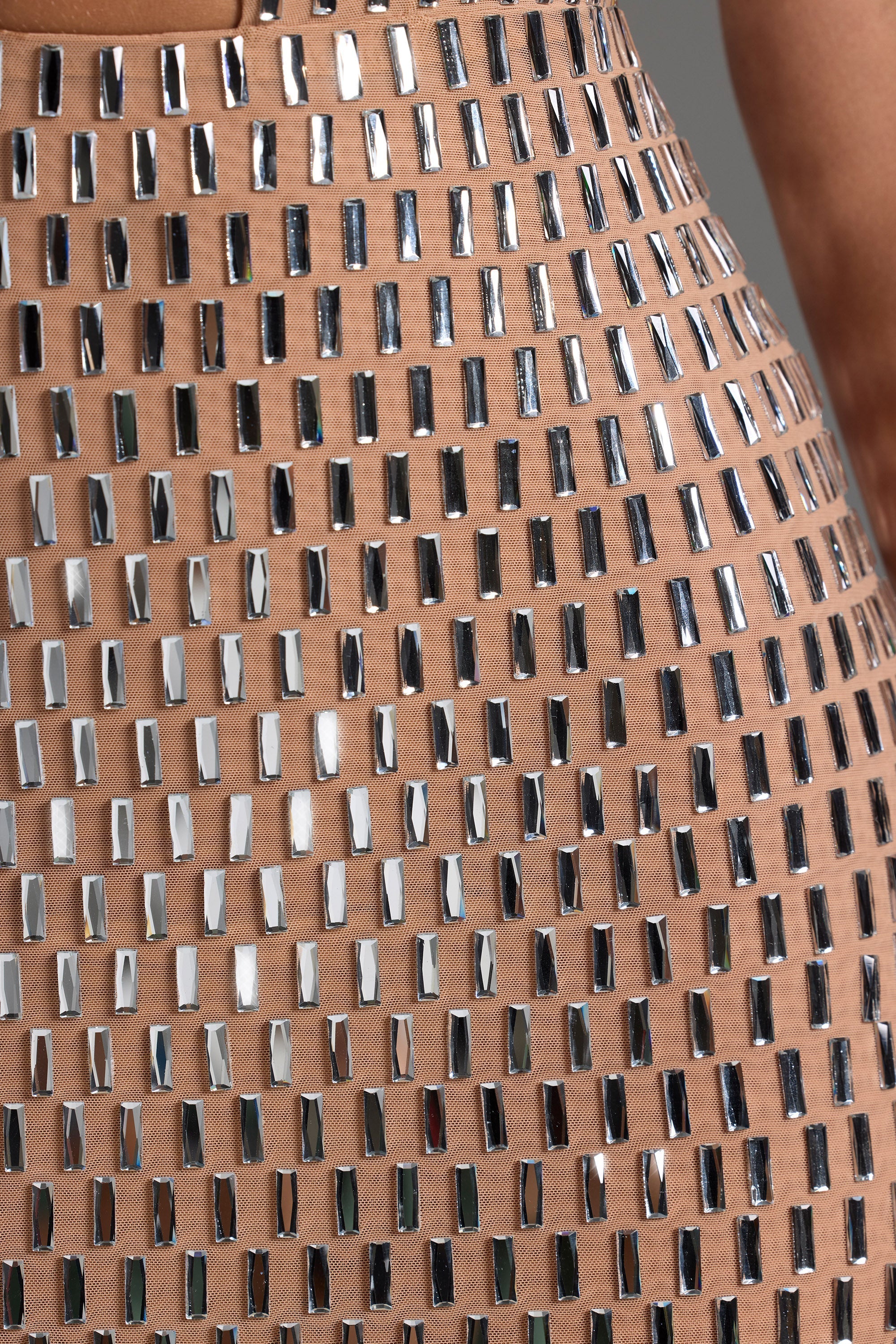 Alanni-Embellished Cut-Out Mini Dress in Honey