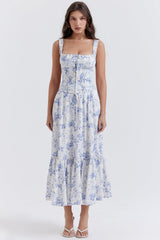 Chicca-Blue Floral Print Top