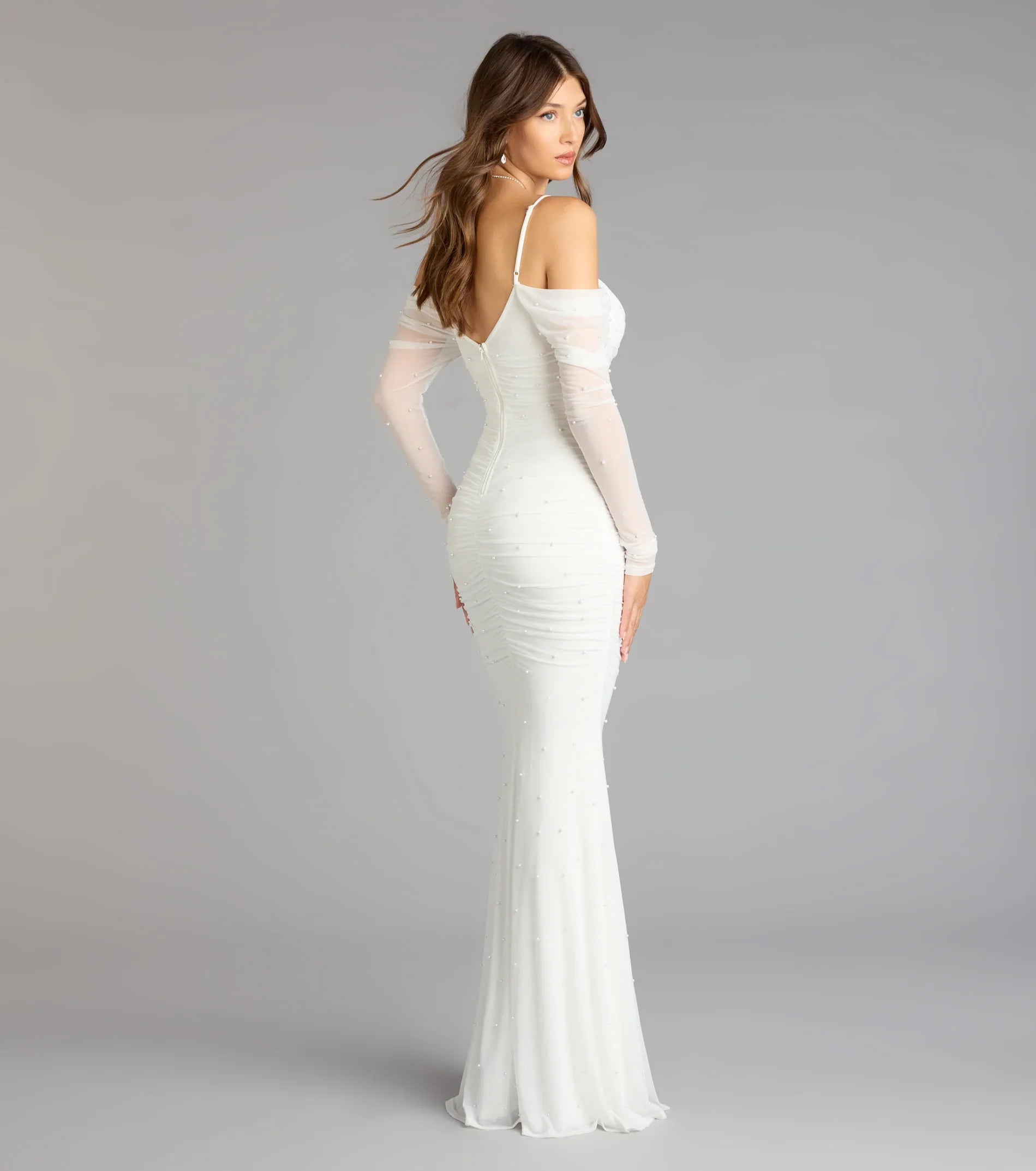 Lindsey Pearl Cold Shoulder Mermaid Formal Dress